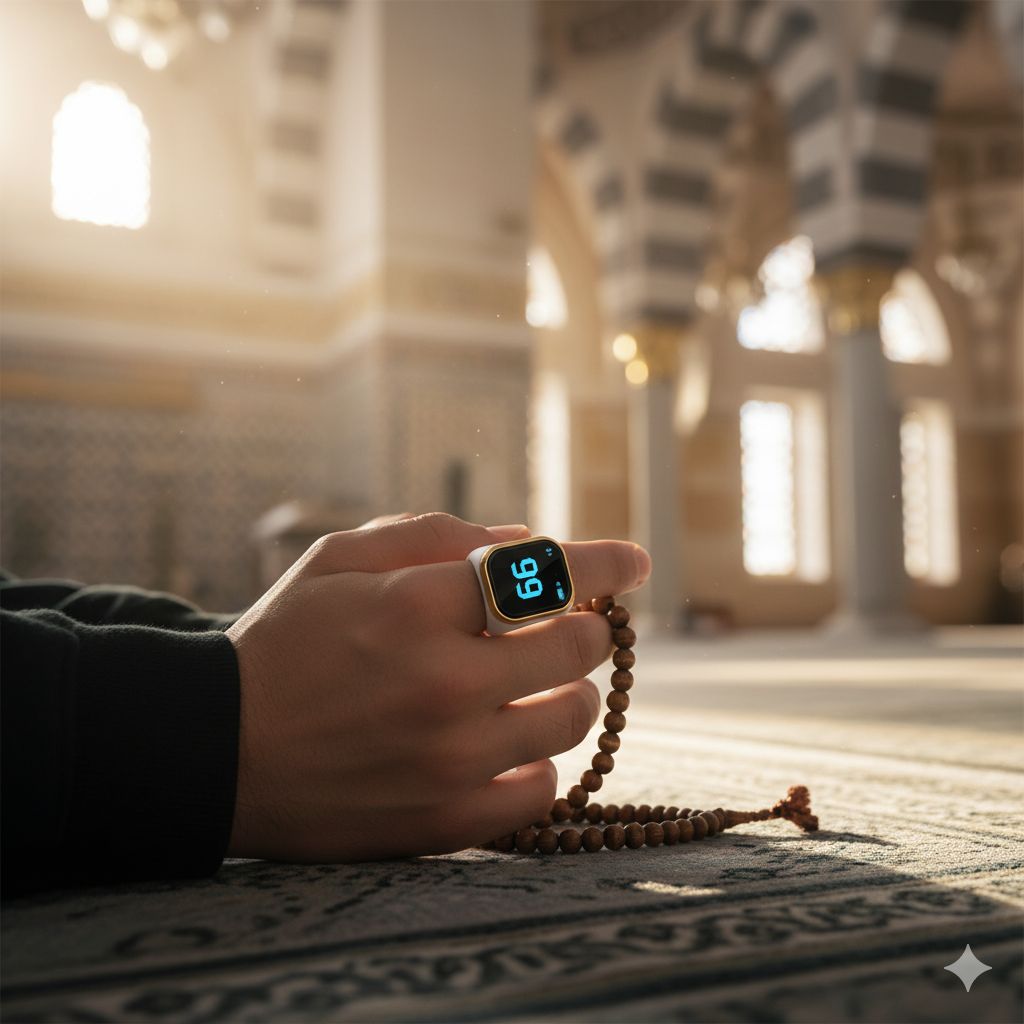 ZIKR Smart Ring – Schwarzer digitaler Tasbih