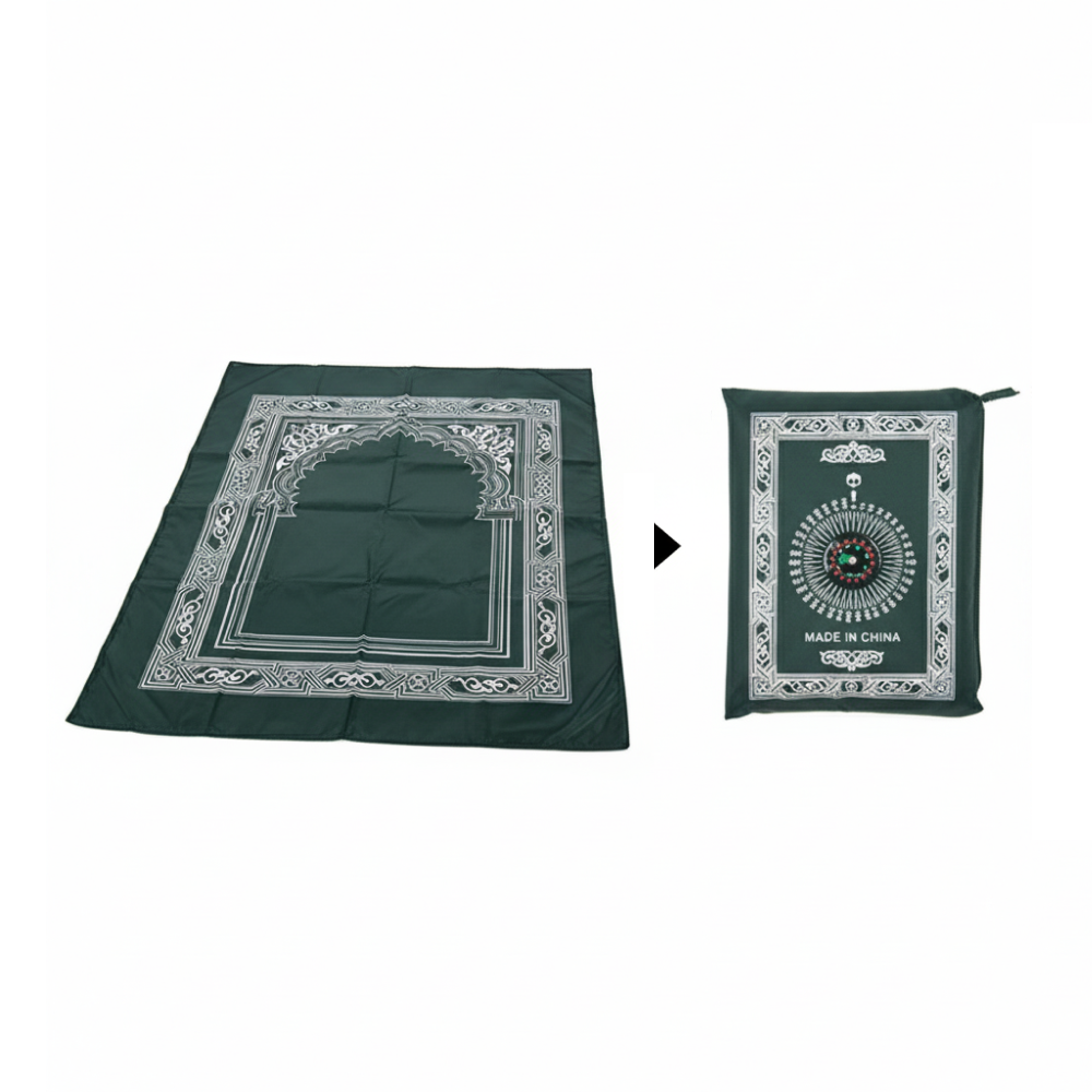 Portable Muslim Prayer Mat with Qibla Compass