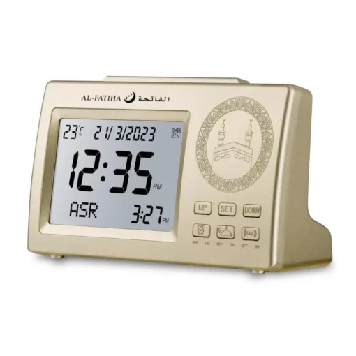 LED Digital Athan Prayer Table Clock (Gold)