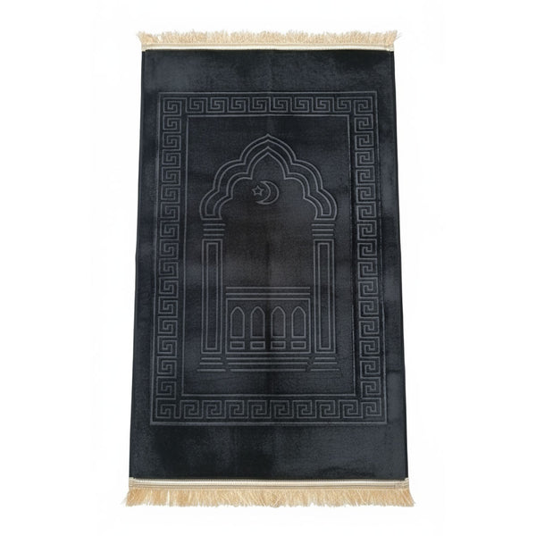 Black Padded Prayer Mat with Embossed design