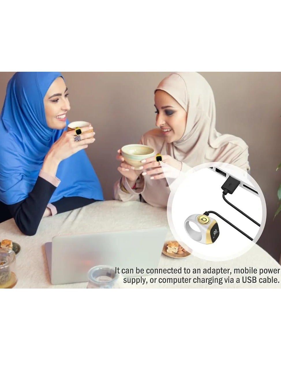 ZIKR Smart Ring – White Digital Tasbih