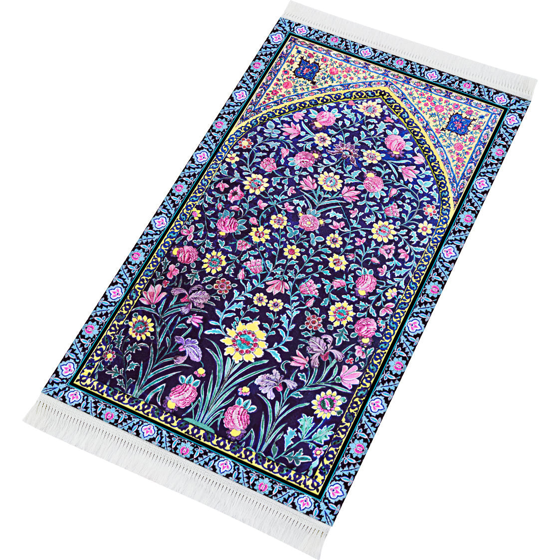 Navy Blossoms  Prayer Mat