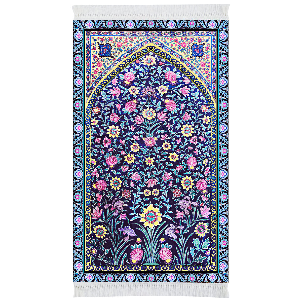 Navy Blossoms  Prayer Mat