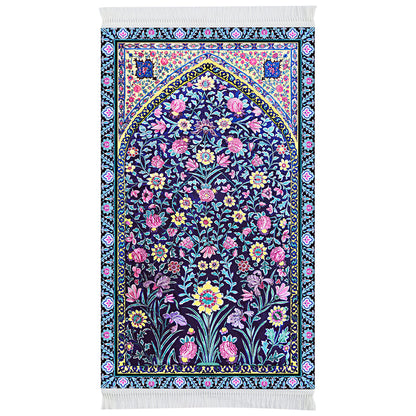 Navy Blossoms  Prayer Mat