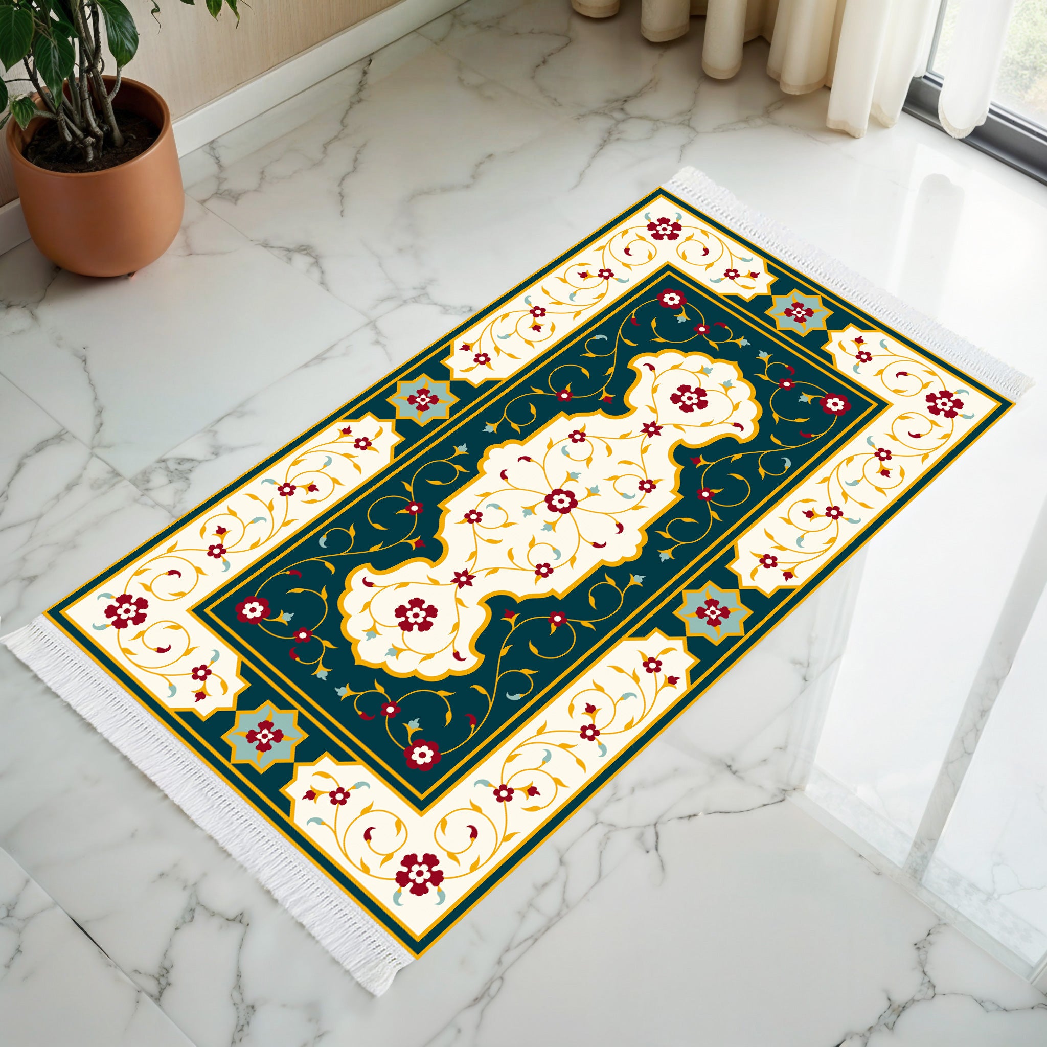 Mughal Art Prayer Mat - Sajjadah